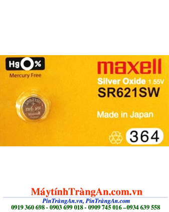 Maxell SR621SW; Pin Maxell SR621SW silver oxide 1.55V chính hãng Maxell Nhật